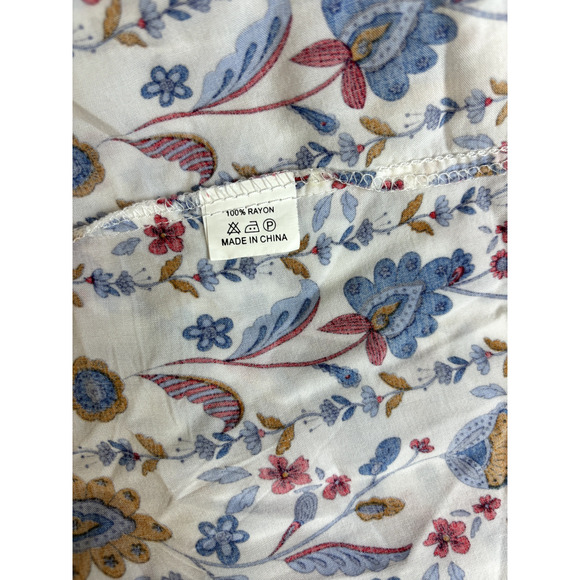 Jaase Dress LG Floral white Elastic Waist Ruffle Maxi Cottage Ruffle Vcay Flowy - Picture 4 of 6